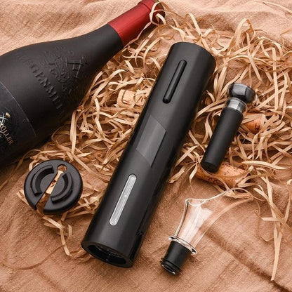 Electric Wine™ SET DE VINOS Sacacorchos Eléctrico + Corta Cápsulas + Servidor Aireador + Tapón al vacío + 2 Guías Digitales (Recetas y Aprende a Catar vino)